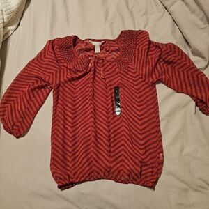 Banana Republic Orange and Magenta Chevron Blouse